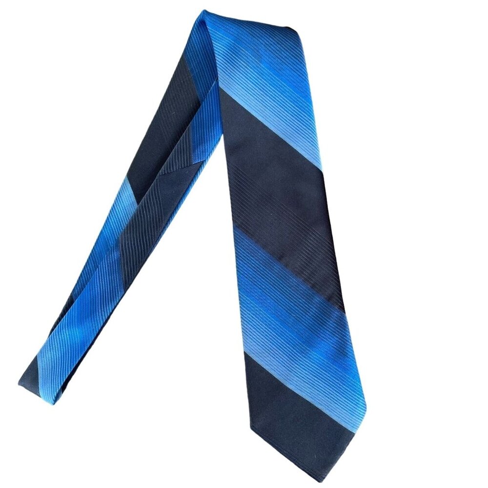 Vintage 1950s-1960s Fashion Craft Terylene Polyester Blue Striped Tie